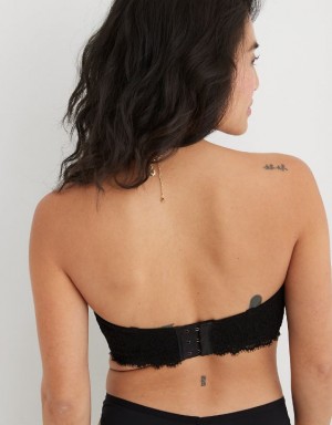 Aerie Show Off Strapless Push Up Bras Black | 1237BVTJP