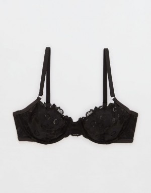 Aerie Show Off Unlined Real Lace Bras Black | 5086UYJSA