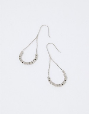 Aerie Square Bead Hoop Jewelry Silver | 6712ZHDNO