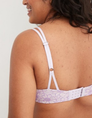 Aerie Sunnie Wireless Push Up Bloom Lace Bras Lavender | 2597PLTXB