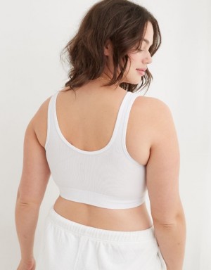 Aerie Superchill Cotton Seamless Scooplette Bras White | 1347UIBDV