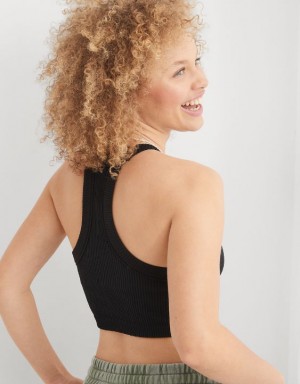 Aerie Superchill Seamless High Neck Top Bras Black | 4507BDEUL