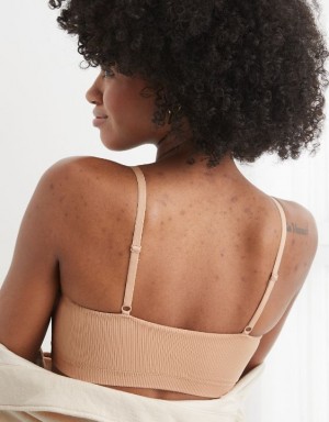 Aerie Superchill Seamless Scooplette Bras Beige | 1589IGLJX