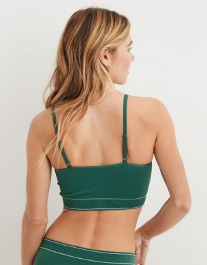 Aerie Superchill Seamless Top Bras Green | 6598WATXB