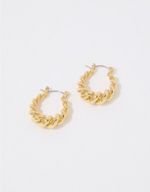 Aerie Twist Dome Hoop Jewelry Gold | 7850ZRHBW