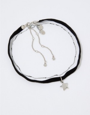 Aerie Velvet Star Choker Pack Jewelry Silver | 7051LRTGJ