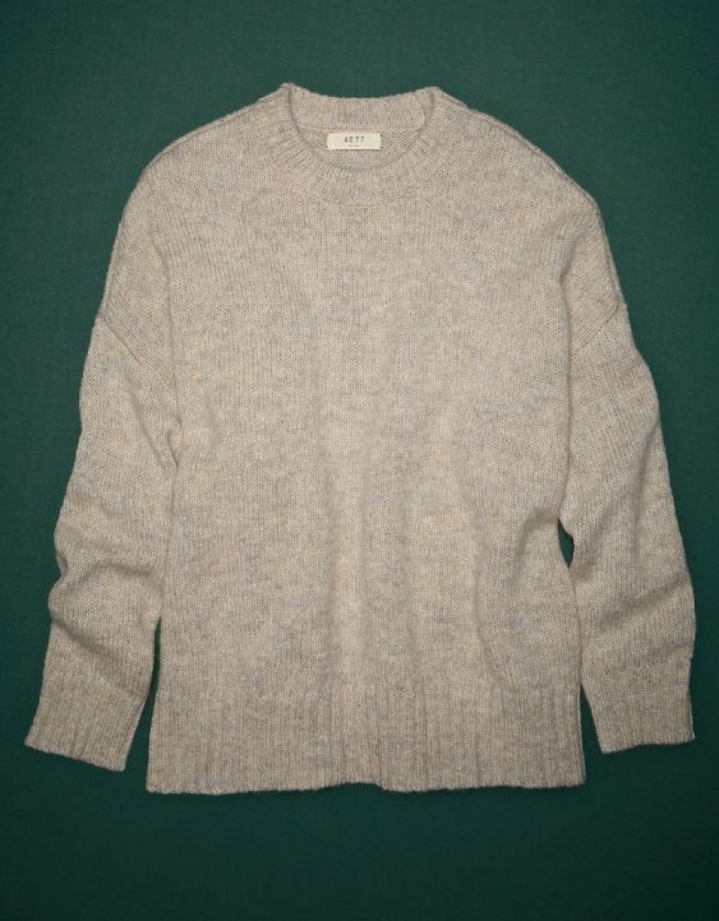 Aerie AE77 Premium Mohair-Blend Boyfriend Sweater Grey | 5781CFPQJ