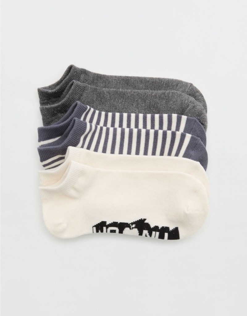 Aerie Ankle 3-Pack Socks Grey | 9867TGWSO