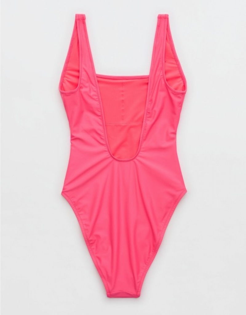 Aerie Astrology Babewatch One Piece Swimsuits Pink | 3204WASUR