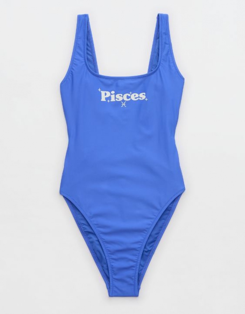 Aerie Astrology Babewatch One Piece Swimsuits Purple | 7925EFKXT