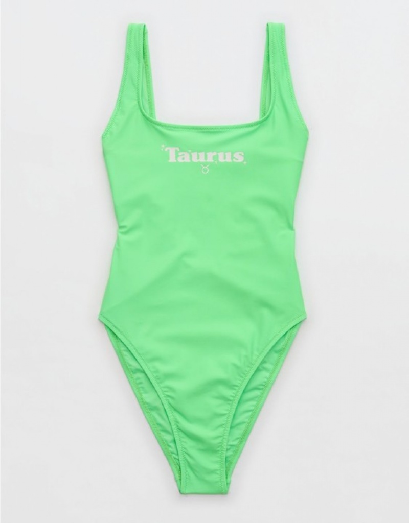 Aerie Astrology Babewatch One Piece Swimsuits Green | 9683LEJMX