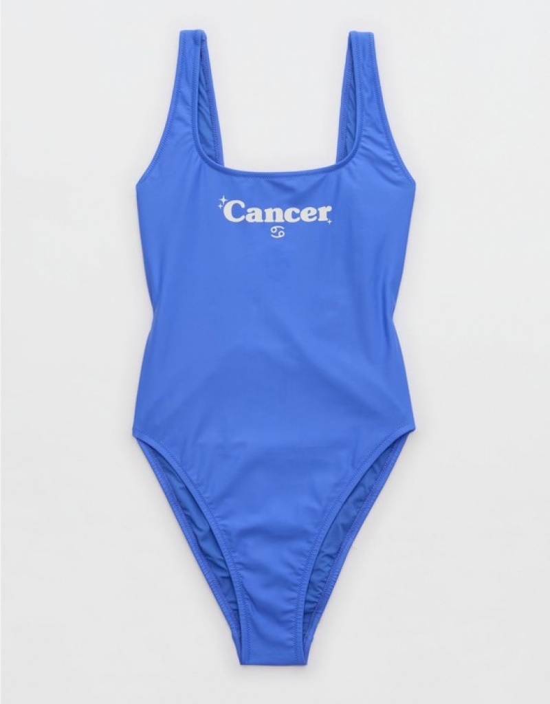 Aerie Astrology Babewatch One Piece Swimsuits Blue | 9487VHPUX