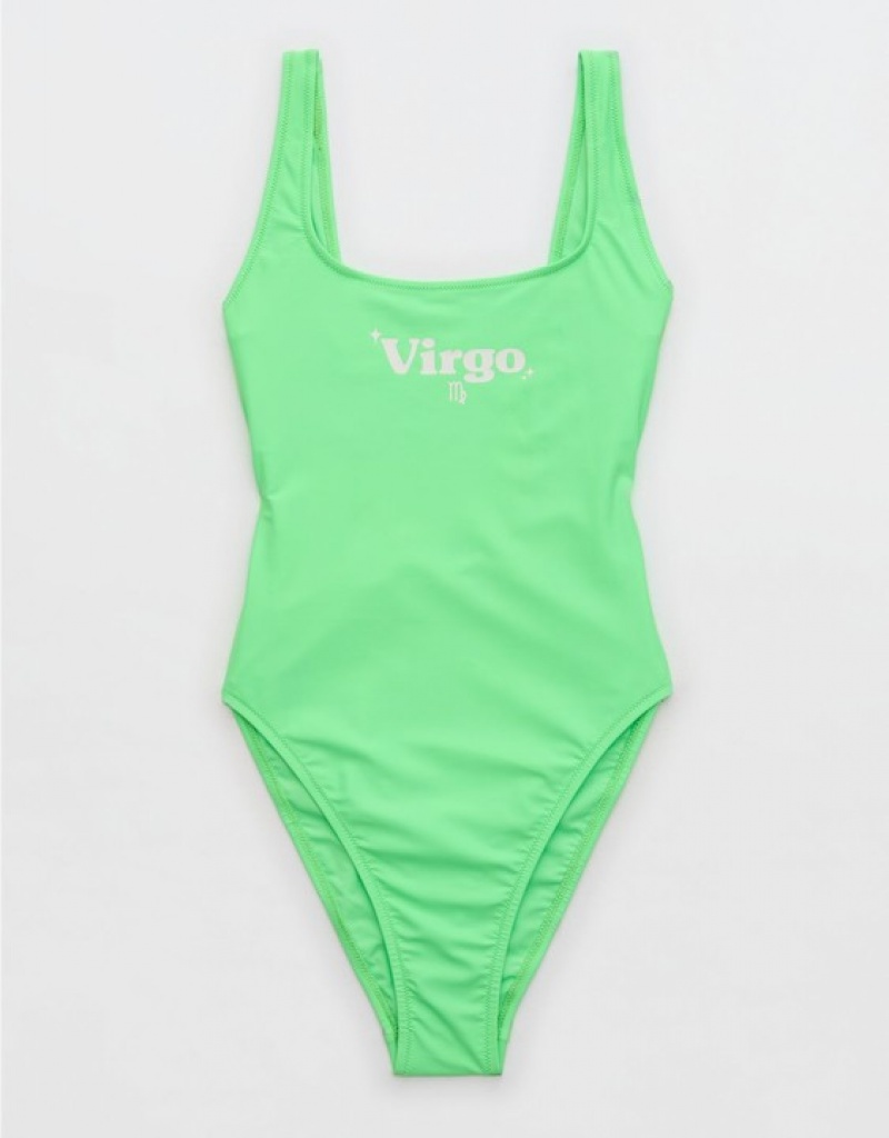 Aerie Astrology Babewatch One Piece Swimsuits Green | 8764SVDYK