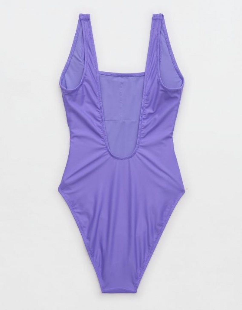 Aerie Astrology Babewatch One Piece Swimsuits Purple | 9634CYBZA