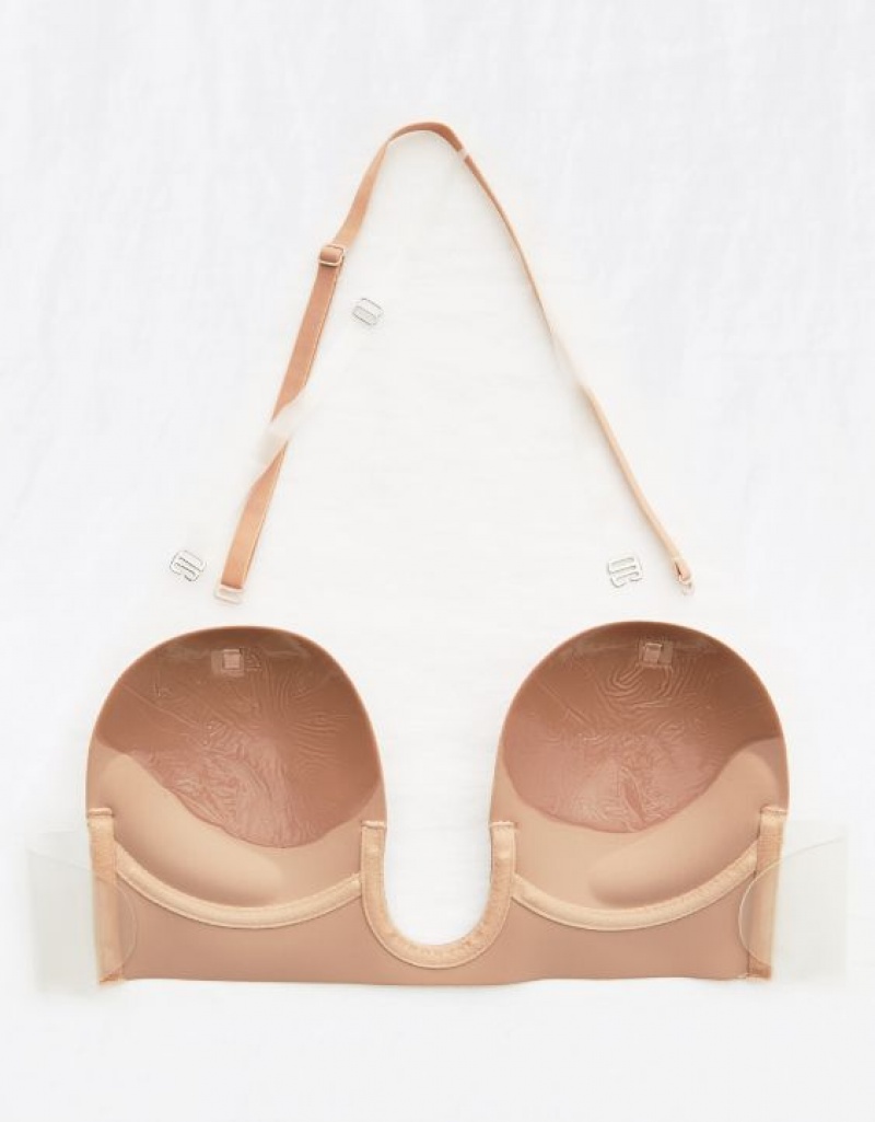 Aerie Backless U Plunge Bare Bras Dark Beige | 6537VLPBO