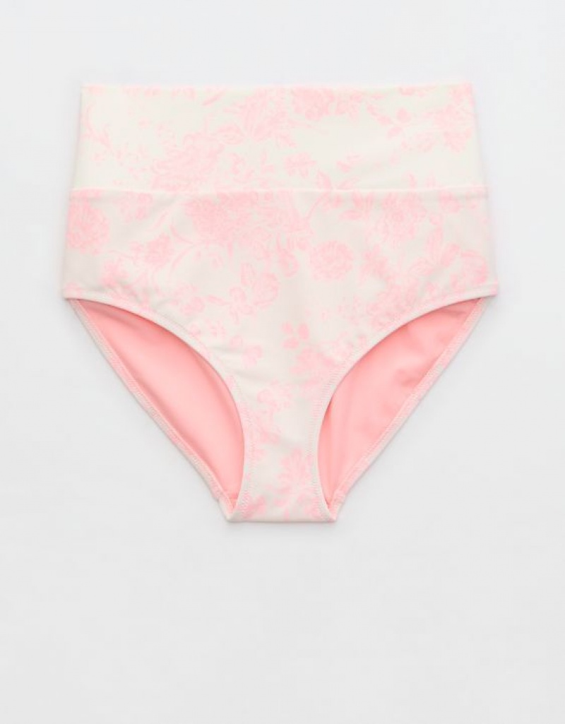 Aerie Banded High Waisted Bikini Bottom Pink | 3219YFIOQ