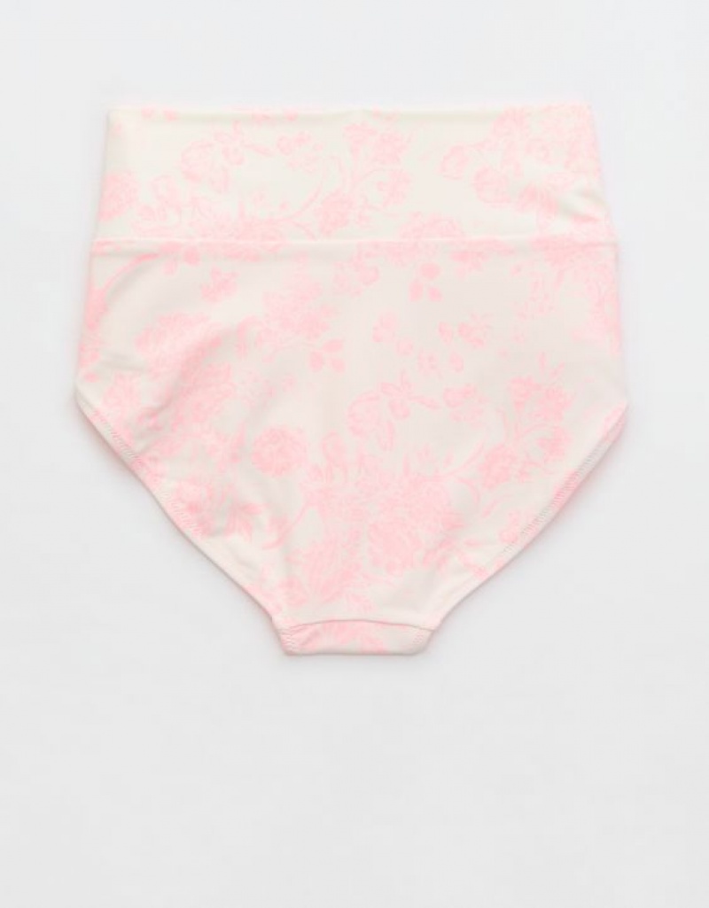 Aerie Banded High Waisted Bikini Bottom Pink | 3219YFIOQ