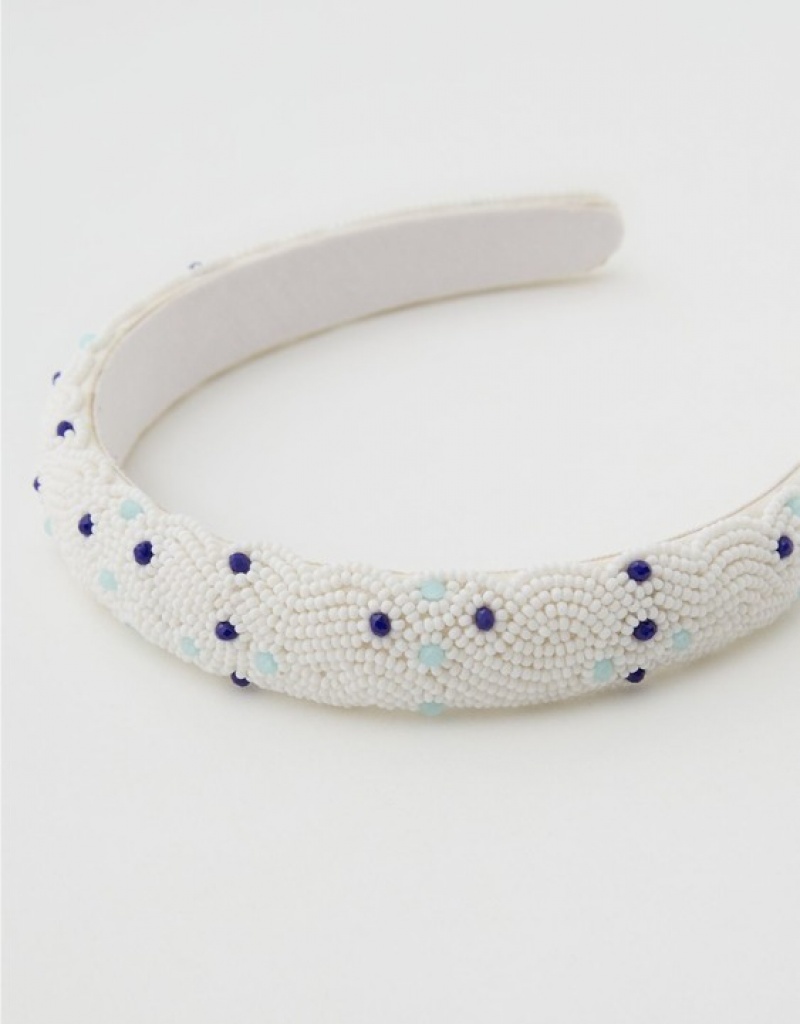 Aerie Beaded Hair Accessories White | 1257GHVPD