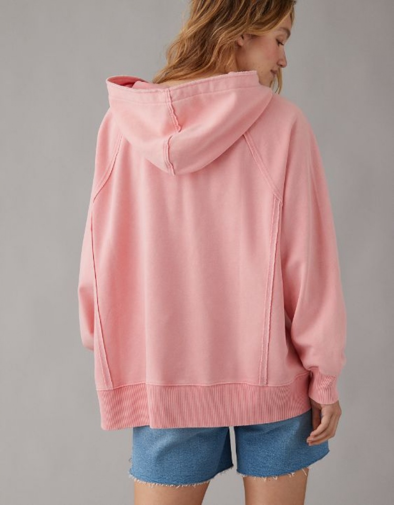 Aerie Big Hug Oversized Hoodie Pink | 9368UEMQK