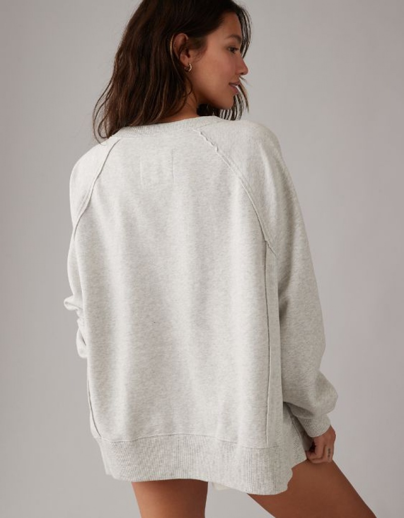 Aerie Big Hug Oversized Notch Neck Sweatshirts Grey | 2135PDBSA