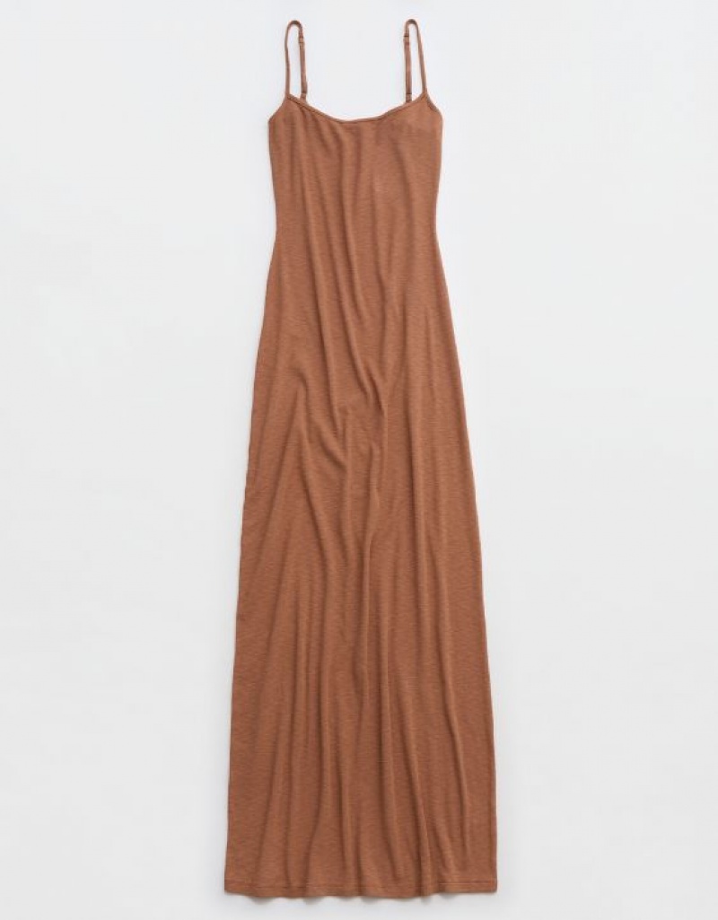 Aerie Bodycon Maxi Dress Brown | 8650MZCXO