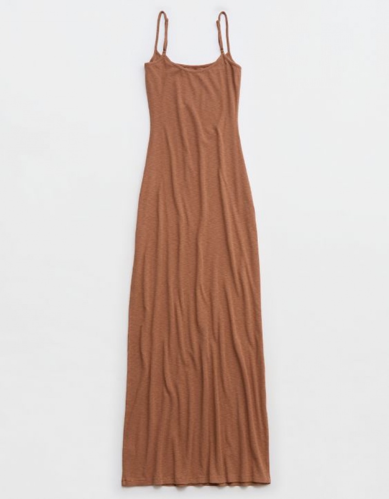 Aerie Bodycon Maxi Dress Brown | 8650MZCXO