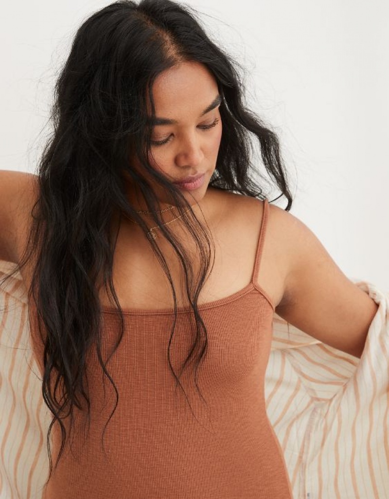 Aerie Bodycon Maxi Dress Brown | 8650MZCXO