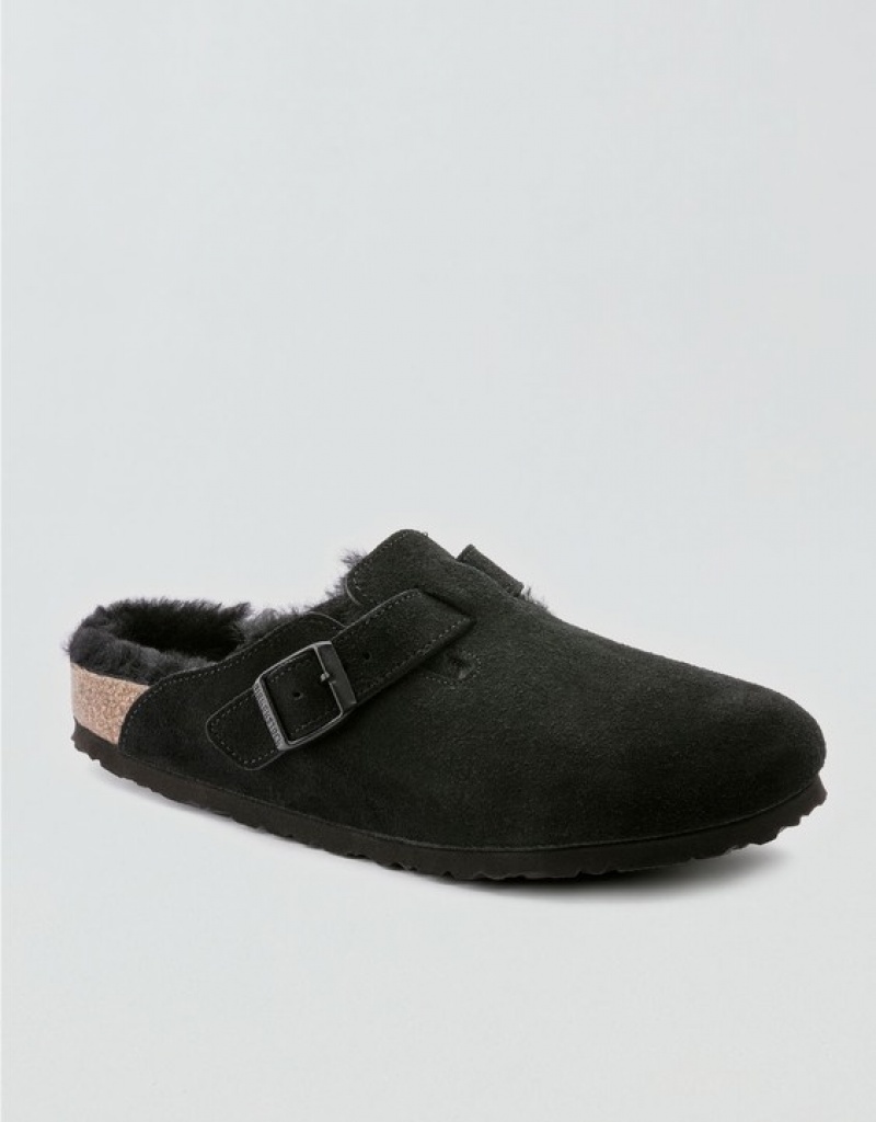 Aerie Boston Shearling Clogs Black | 5427ETRVJ