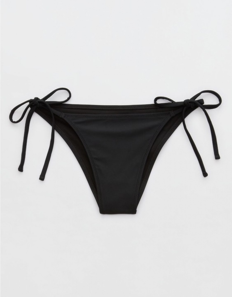 Aerie Cheekiest Tie Bikini Bottom Black | 4765YDHJS