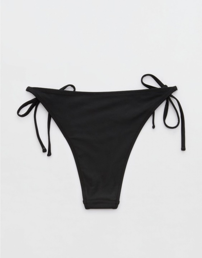 Aerie Cheekiest Tie Bikini Bottom Black | 4765YDHJS