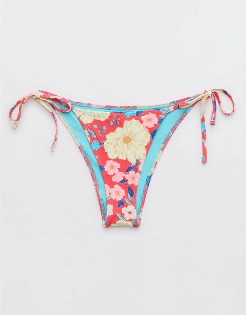 Aerie Cheekiest Tie Bikini Bottom Red | 7639IXOJC