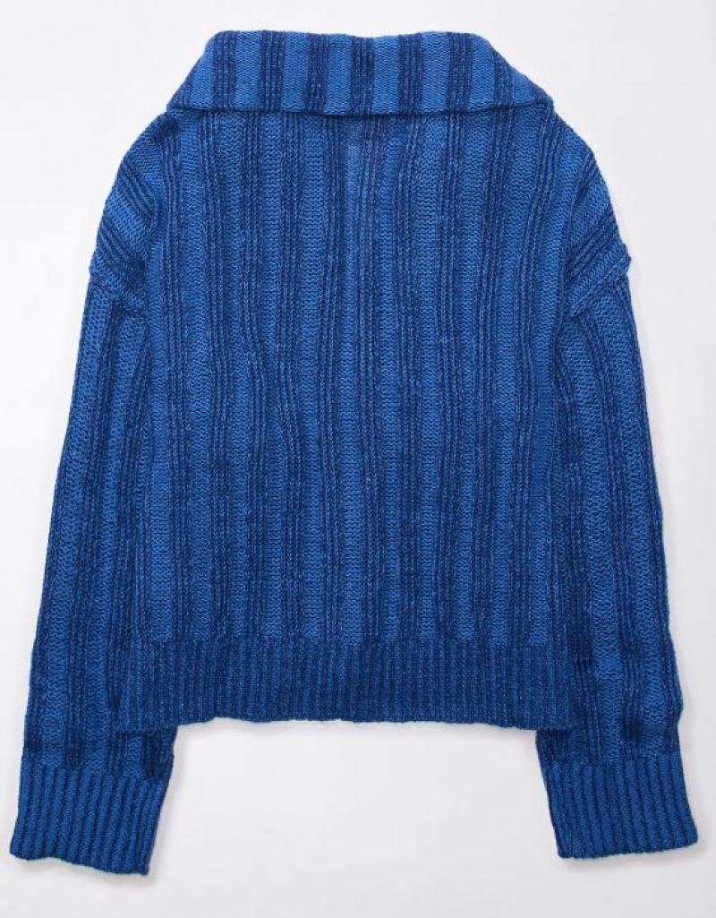 Aerie Collared Pullover Sweater Blue | 4350NCEBF