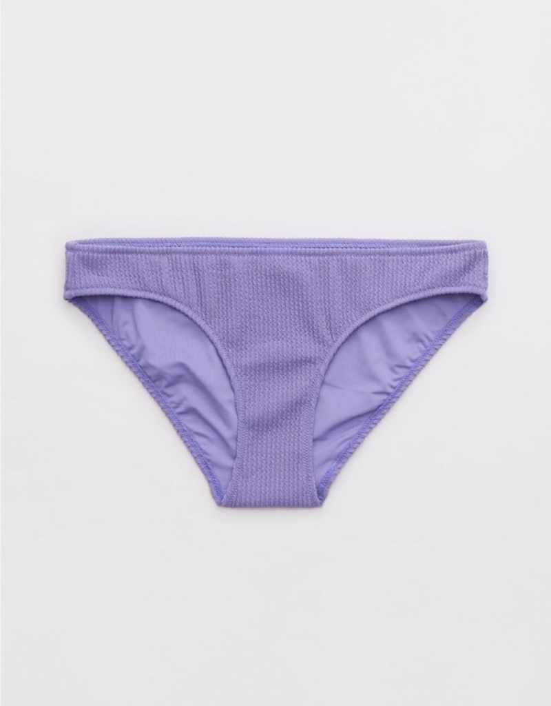 Aerie Crinkle Full Coverage Bikini Bottom Purple | 7589RADYO