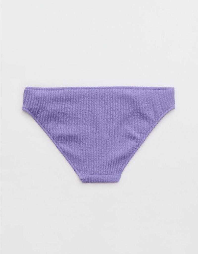 Aerie Crinkle Full Coverage Bikini Bottom Purple | 7589RADYO