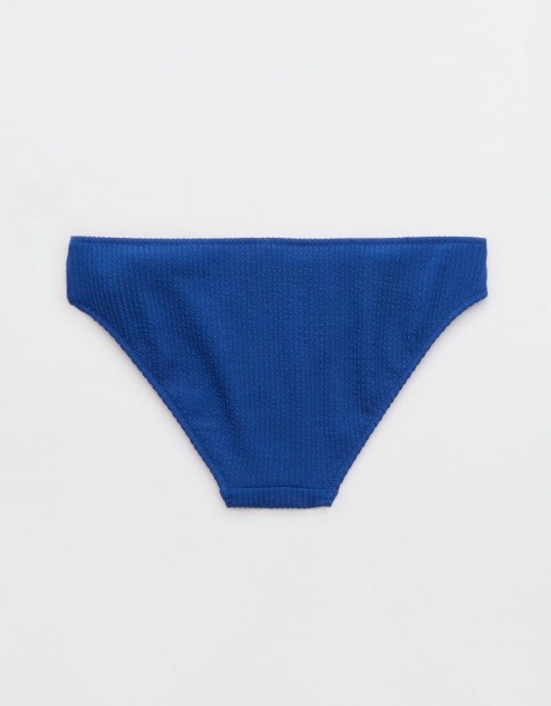 Aerie Crinkle Full Coverage Bikini Bottom Blue | 7503AKGTS