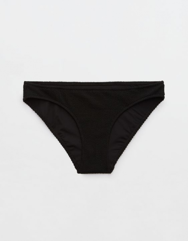 Aerie Crinkle Full Coverage Bikini Bottom Black | 0475GSPTO