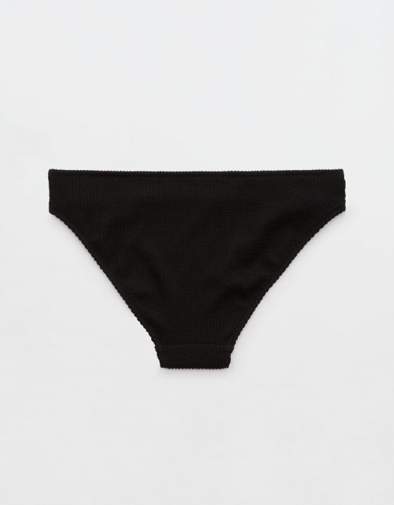 Aerie Crinkle Full Coverage Bikini Bottom Black | 0475GSPTO