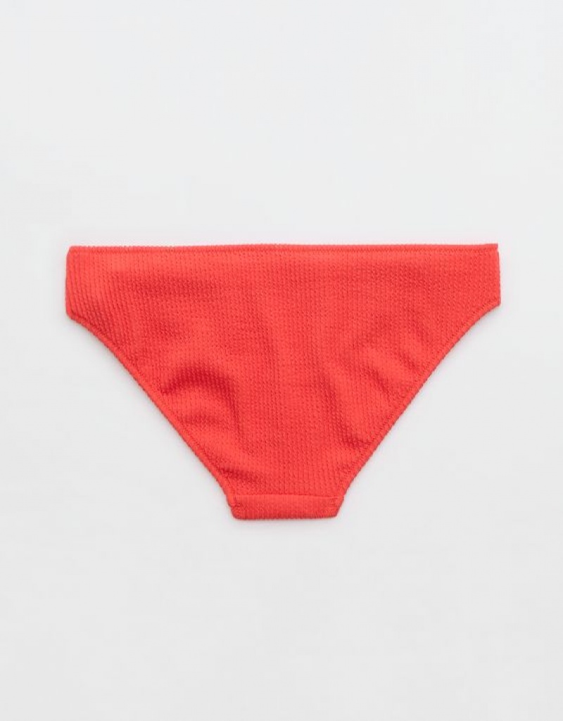 Aerie Crinkle Full Coverage Bikini Bottom Red | 0365QOCUG