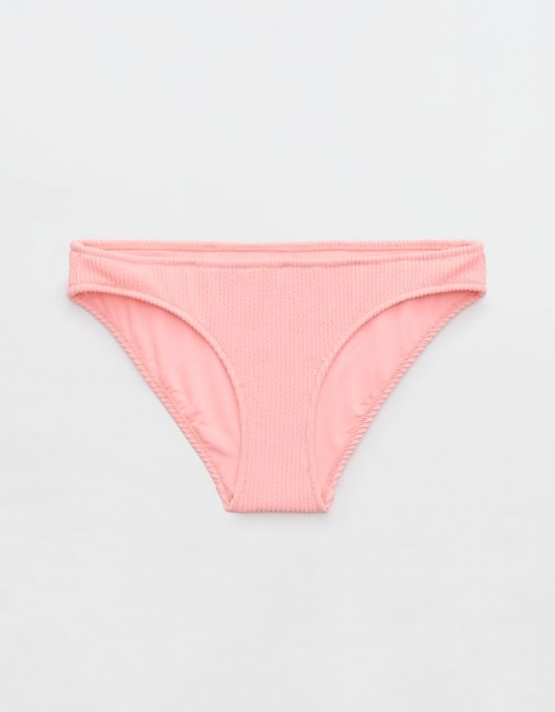 Aerie Crinkle Full Coverage Bikini Bottom Pink | 5942IBYCN