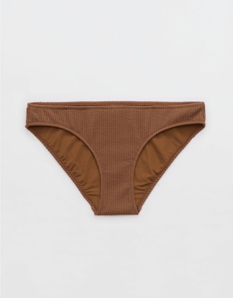 Aerie Crinkle Full Coverage Bikini Bottom Dark Brown | 5380VFOMK