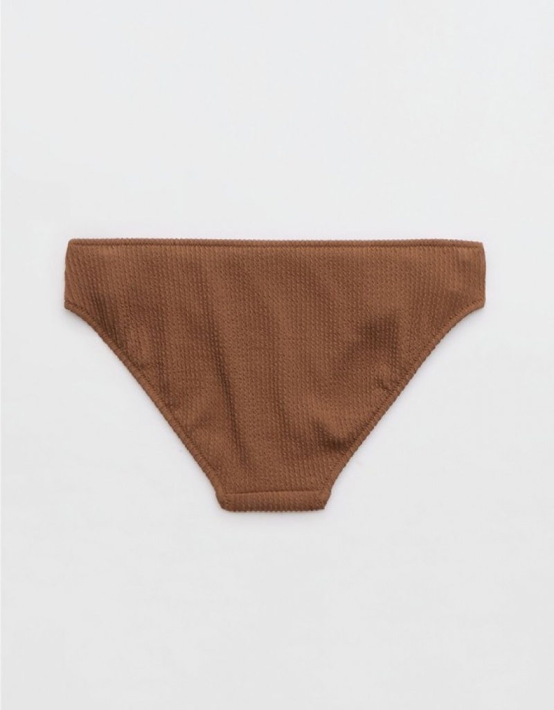 Aerie Crinkle Full Coverage Bikini Bottom Dark Brown | 5380VFOMK