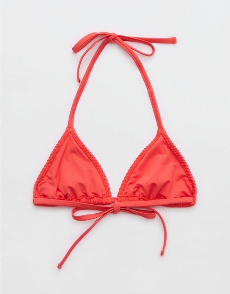 Aerie Crinkle String Triangle Bikini Top Red | 8371IQGJM