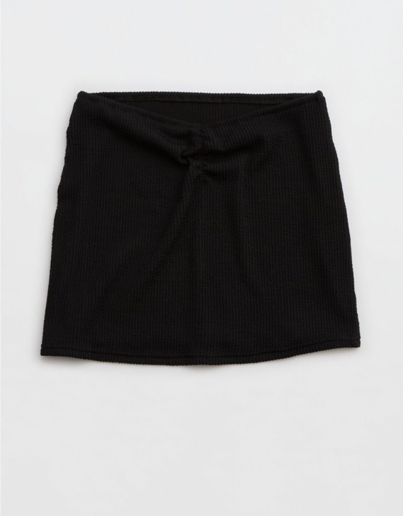 Aerie Crinkle Swim Tube Skirts Black | 5081CYESF