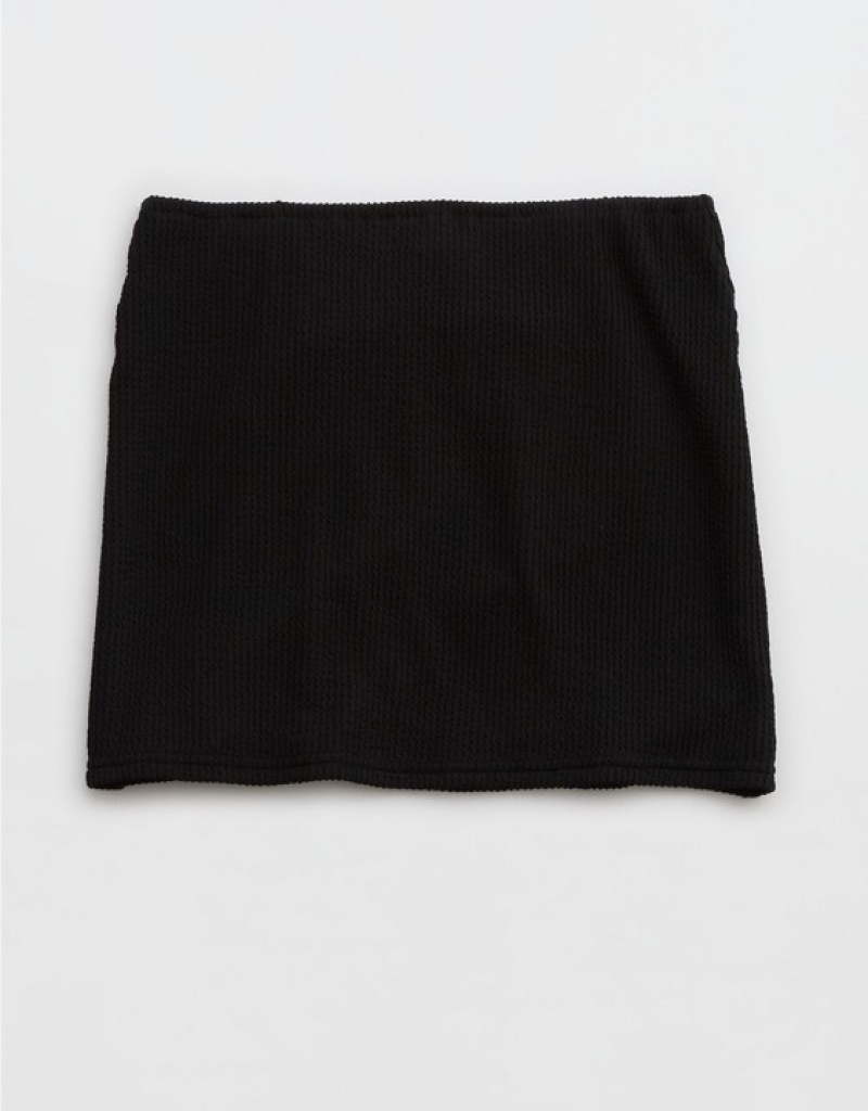 Aerie Crinkle Swim Tube Skirts Black | 5081CYESF