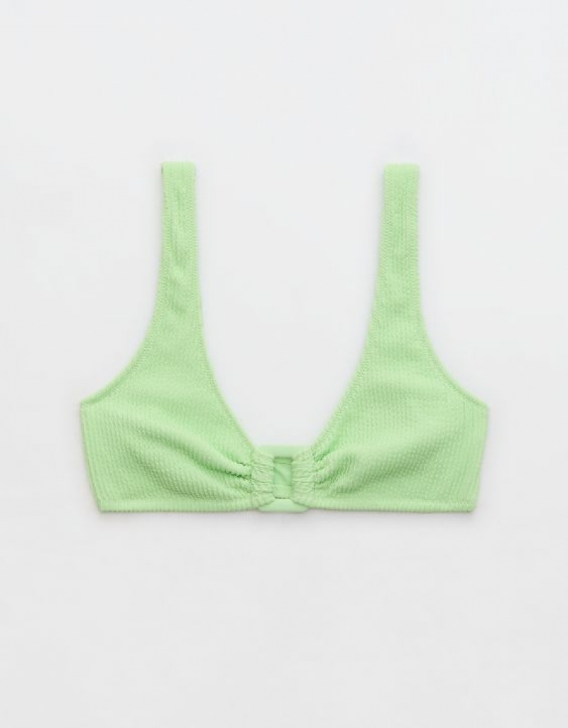 Aerie Crinkle Wide Strap Scoop Bikini Top Green | 6804FHKTN