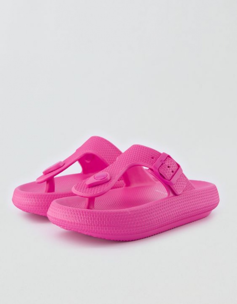 Aerie Cushonaire Flo Cloud Thong Sandals Pink | 0726ZXFPD