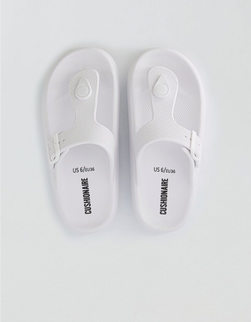 Aerie Cushonaire Flo Cloud Thong Sandals White | 8524BPXNK