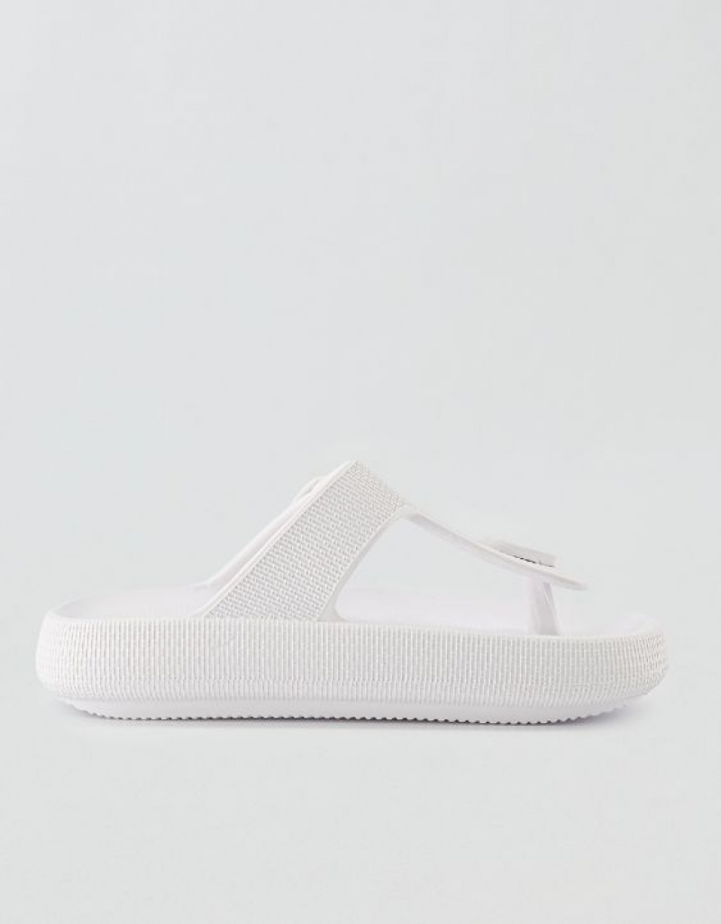 Aerie Cushonaire Flo Cloud Thong Sandals White | 8524BPXNK