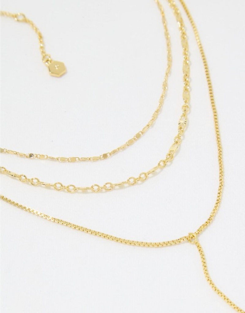 Aerie Dainty Layered Choker Pack Jewelry Gold | 4276IWJPC