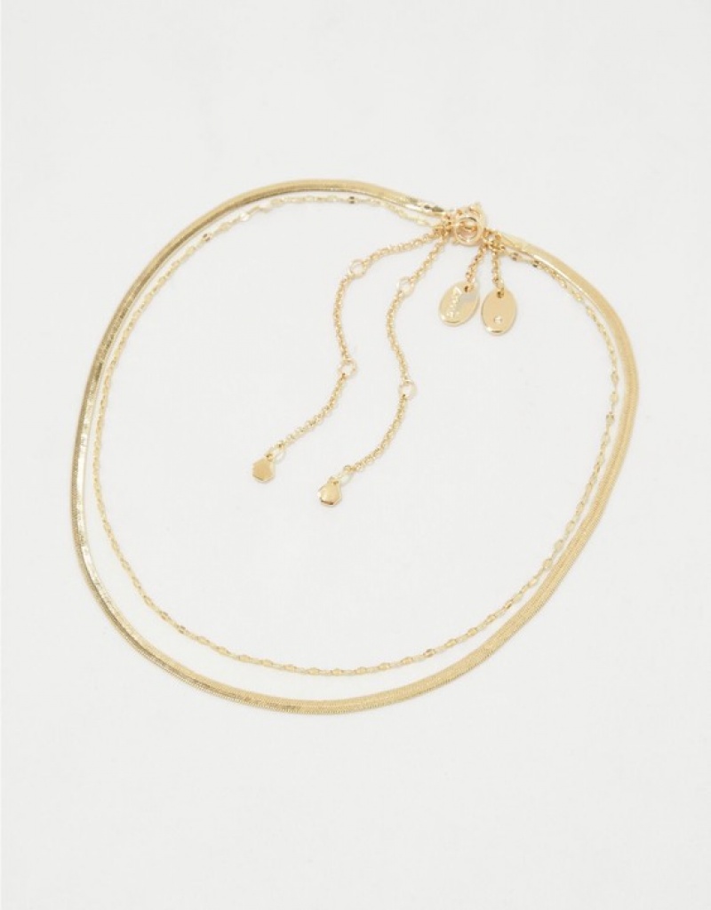 Aerie Dainty Snake Chain Pack Jewelry Gold | 0742LTKES